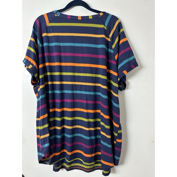 Sweet Claire t-shirt Blue with multi-colored stripes Size Women 3x (see sizing) - Picture 2 of 4